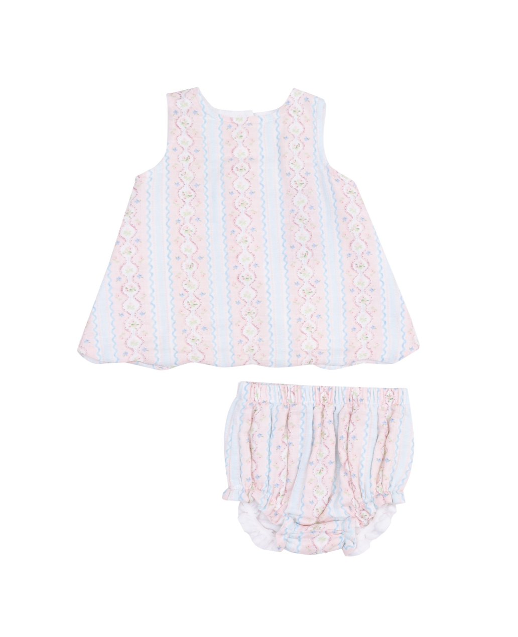 Floral Scallop Open-Back Top and Bloomers