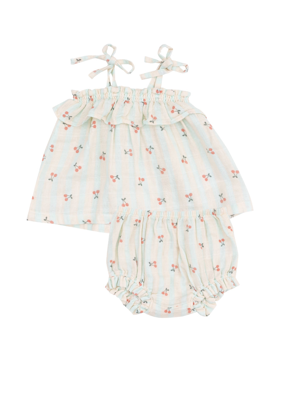 Cherry Stripe Ruffle Top & Bloomer
