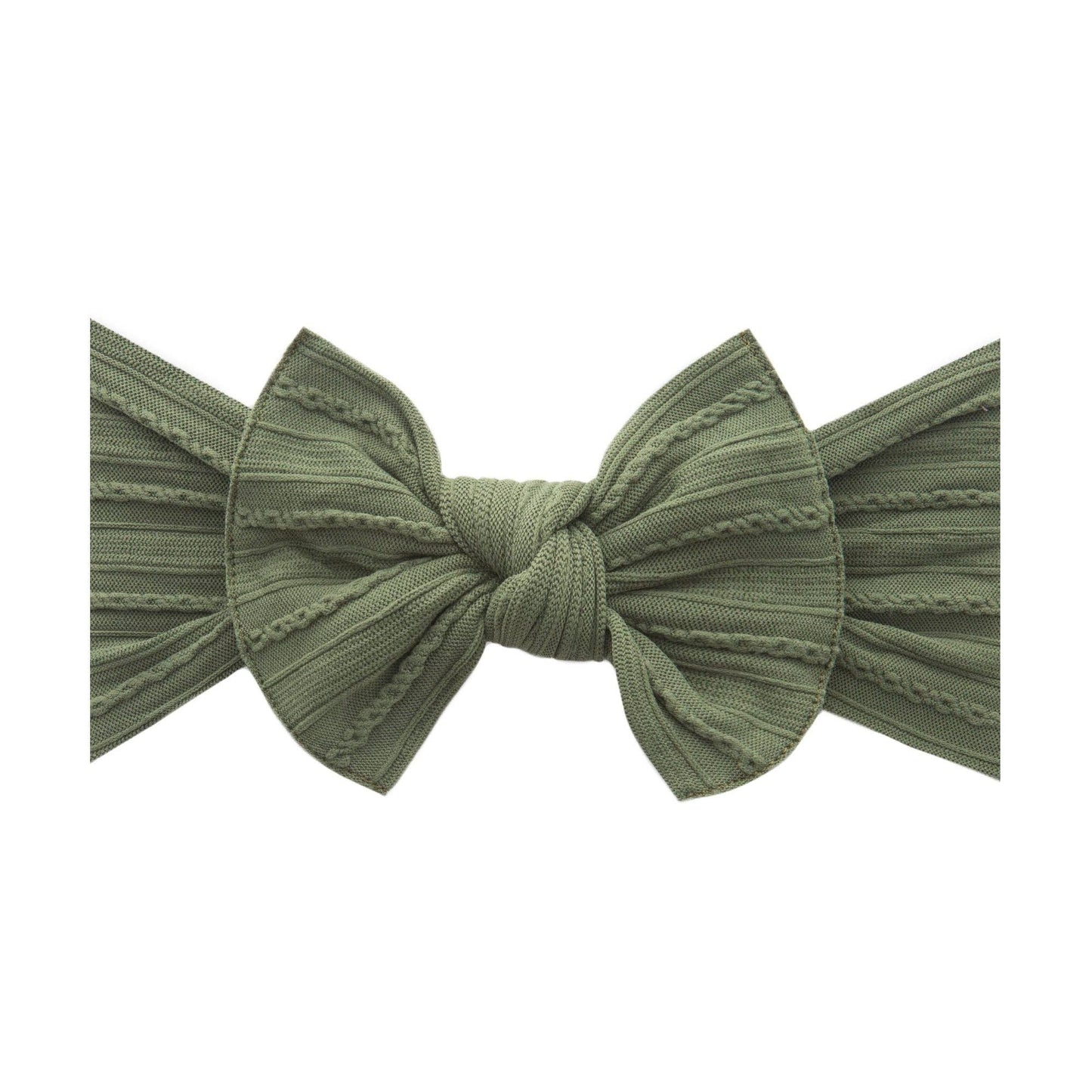 Baby Bling Bow- Cable Knit Army Green