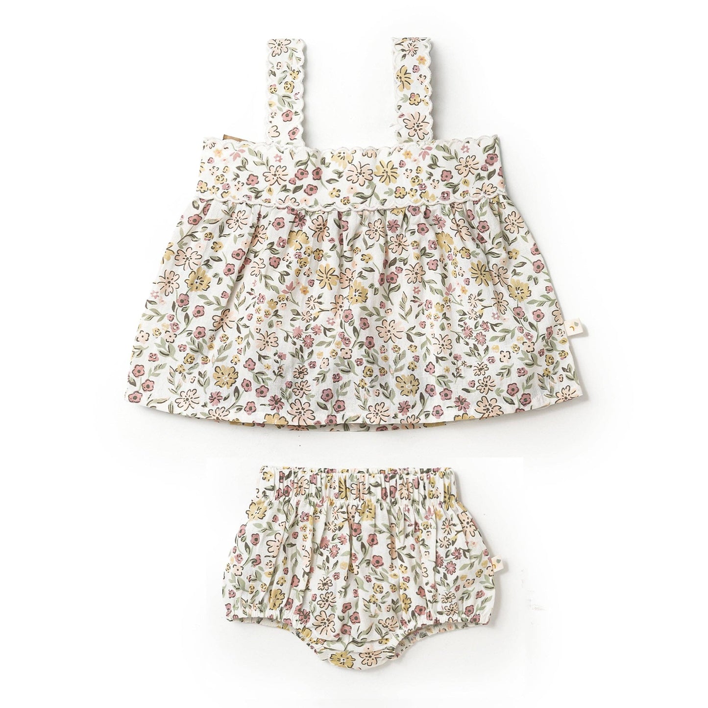 Organic Scalloped Top & Bloomers Set - Wild Meadow
