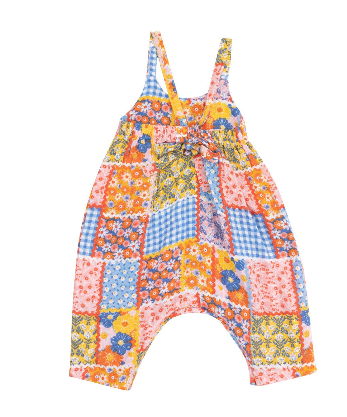 Patchwork Tie Back Romper