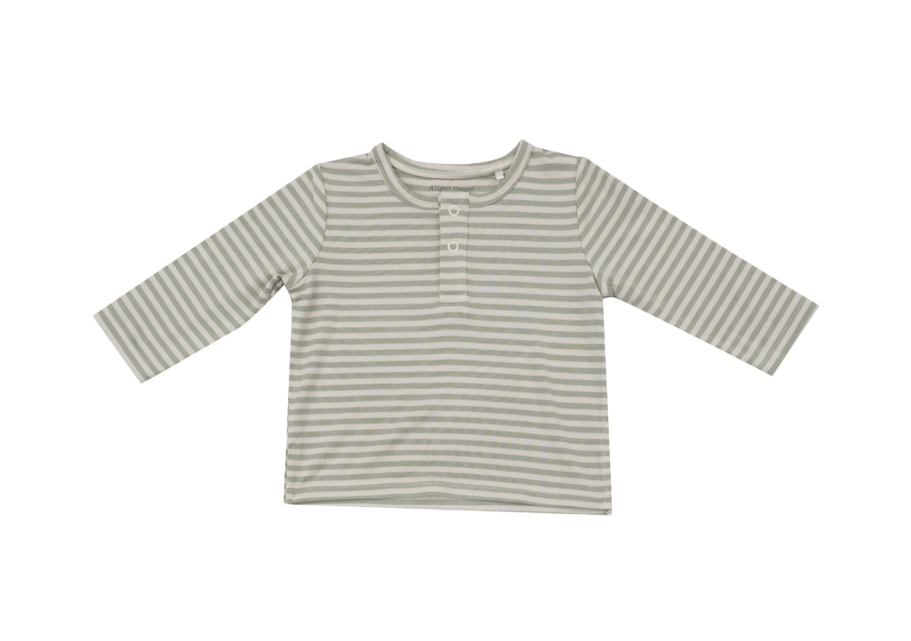 Bamboo Sage Stripe Henley