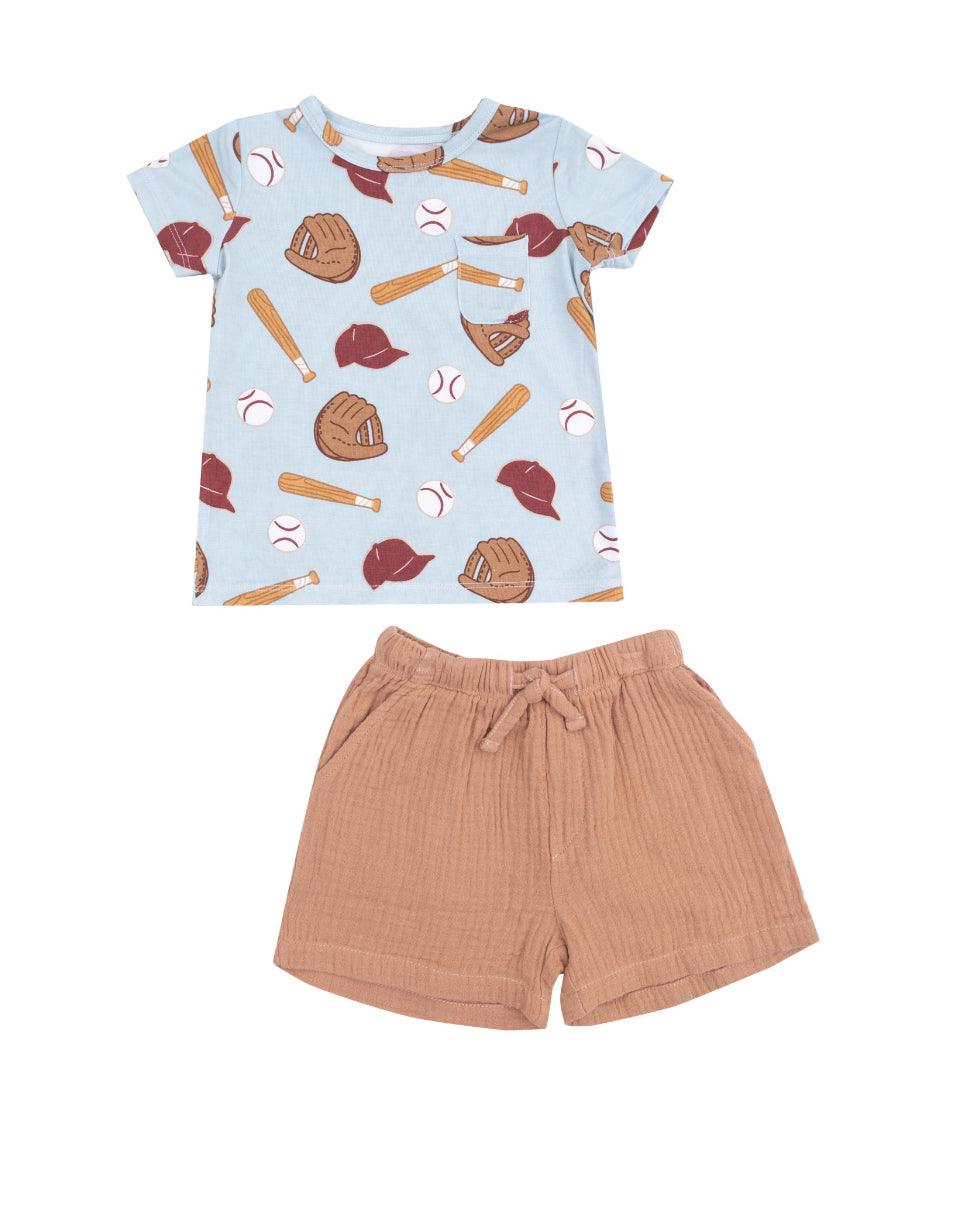 Baseball Tee & Muslin Shorts