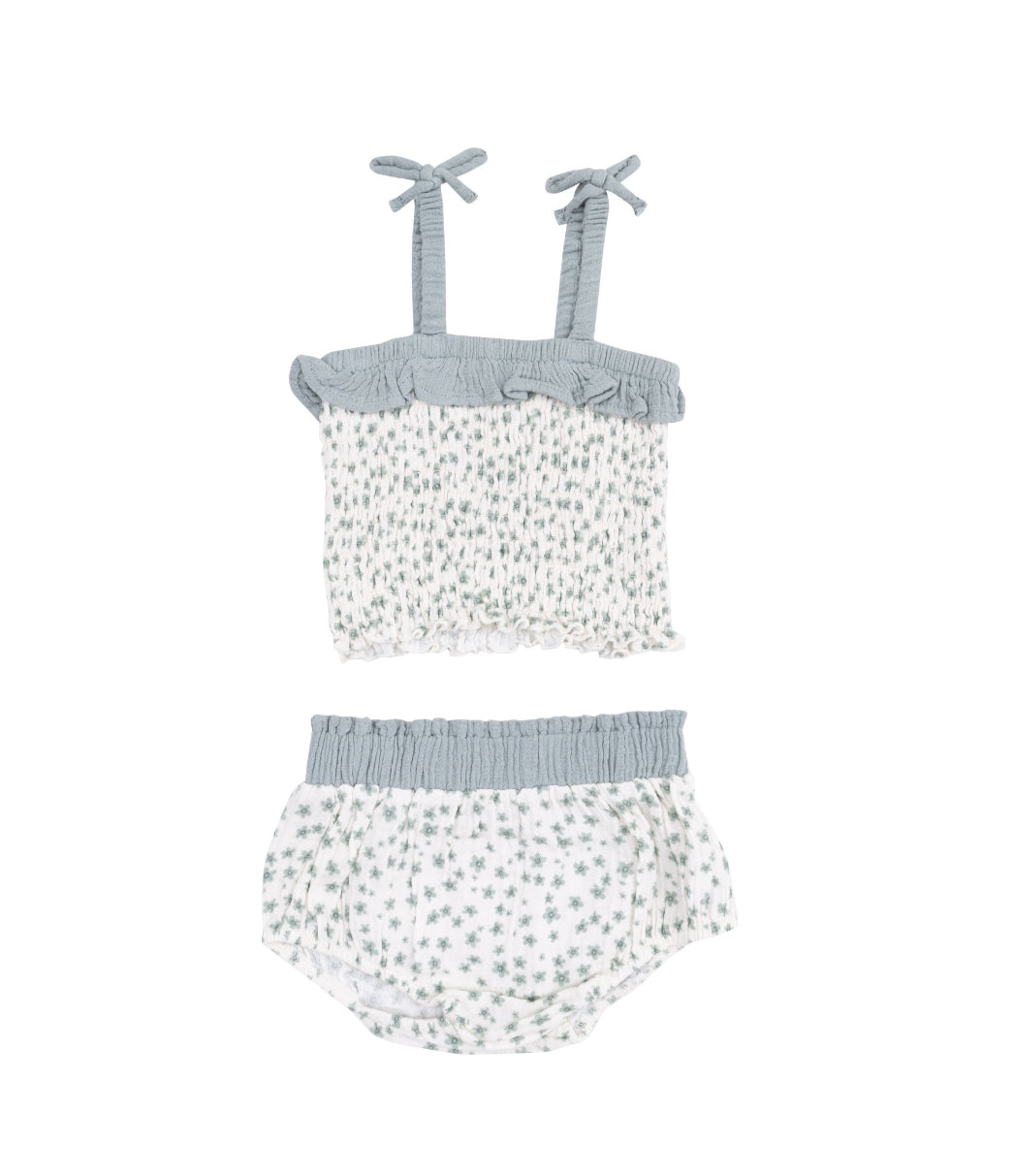 Floral Smocked Ruffle Top and Bloomer