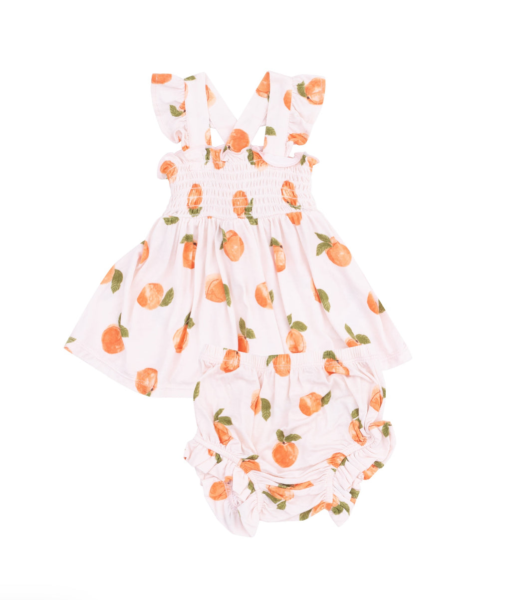 Peach Smocked Top and Diaper Cover