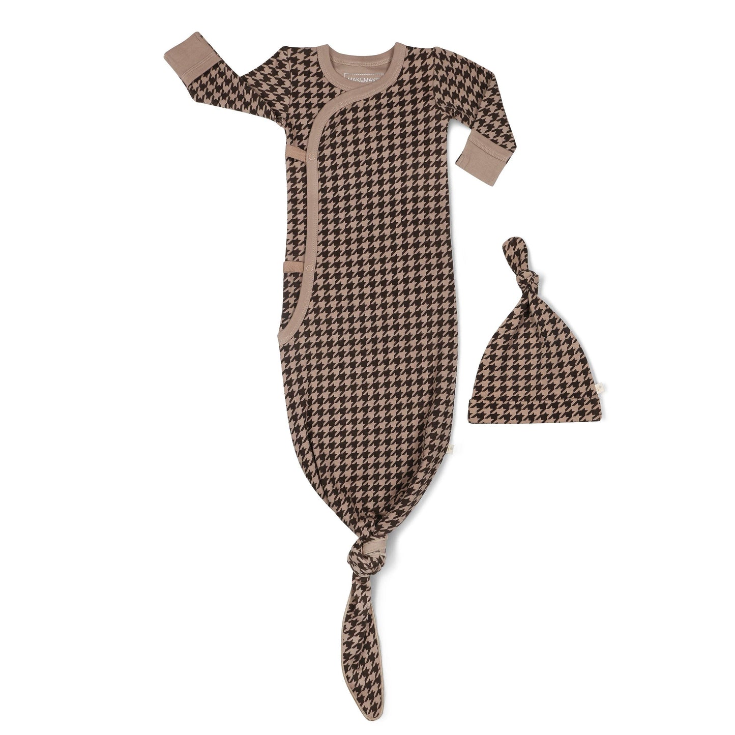 Kimono Knotted Sleep Gown - Houndstooth