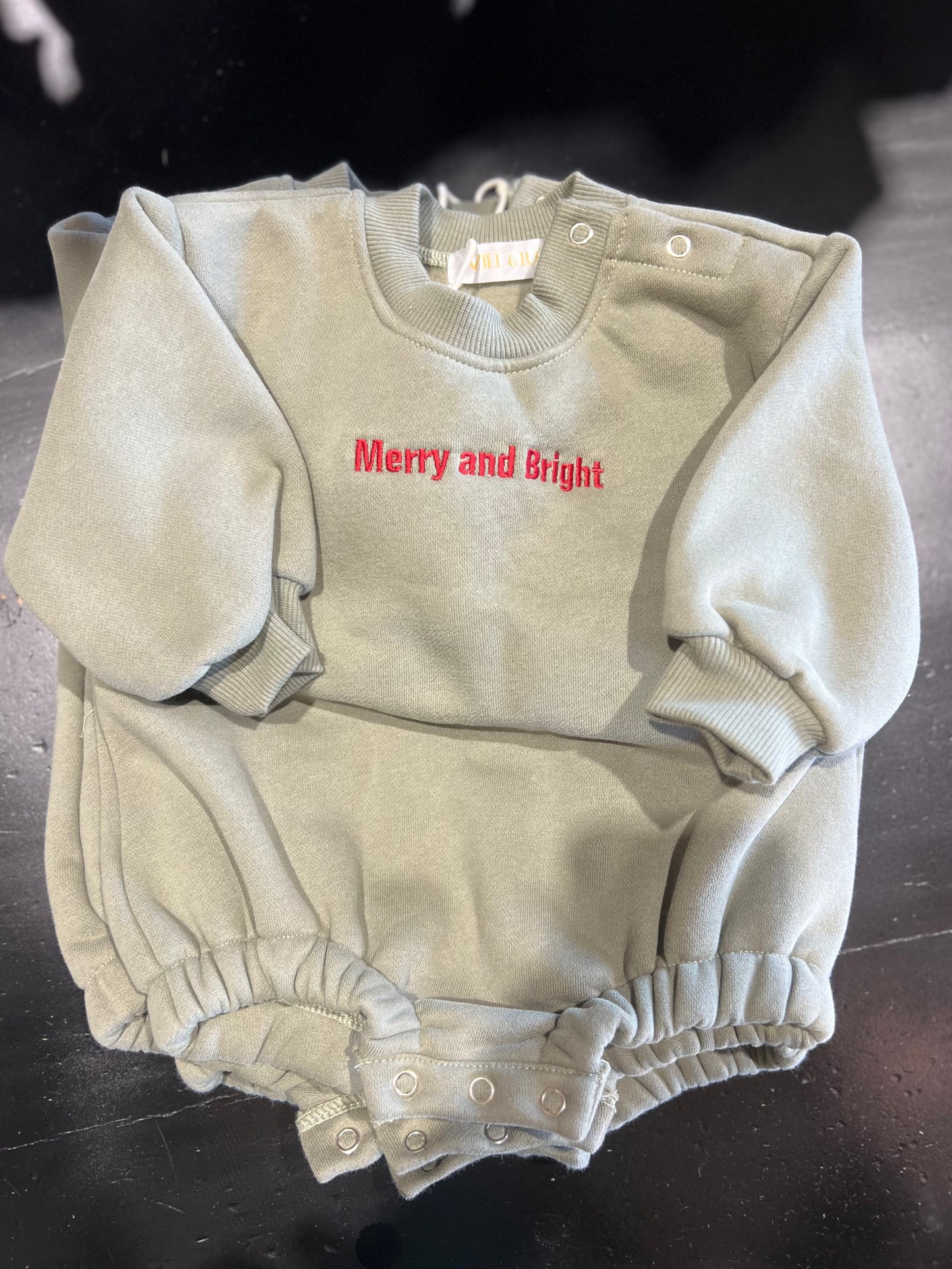 Merry and Bright Sweatshirt Bubble Romper