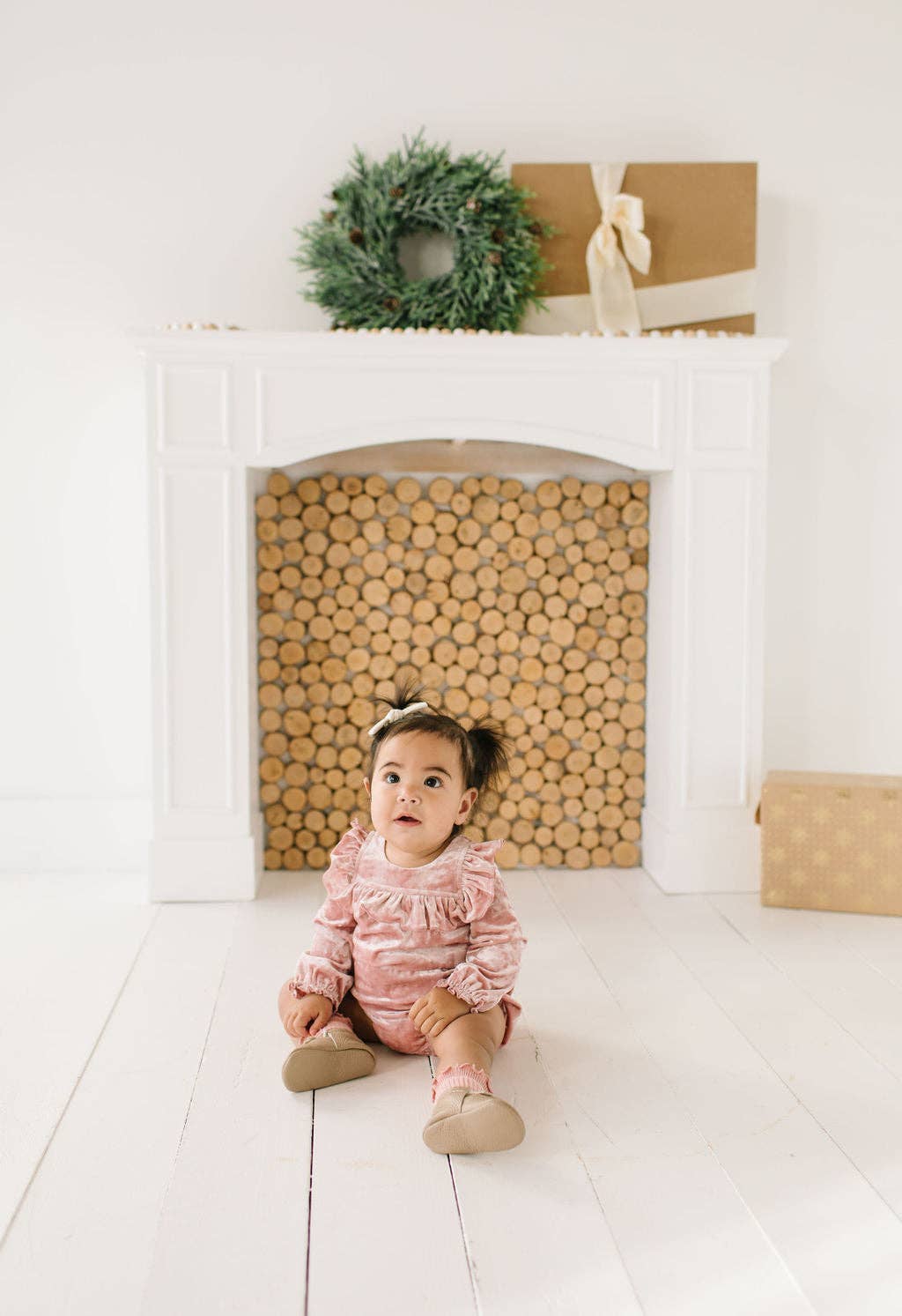 Hayley Romper in Crushed Blush Velvet | Baby | Fall | Winter