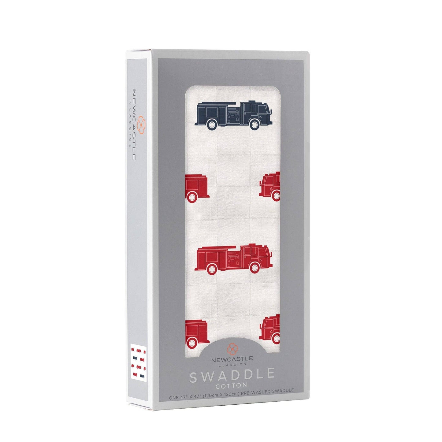 Blue and Red Fire Trucks Swaddle