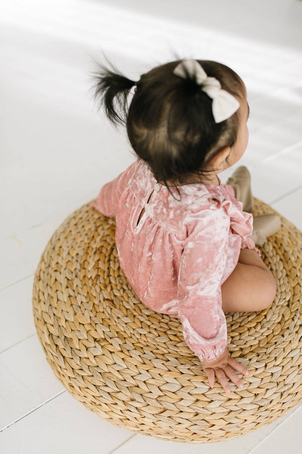 Hayley Romper in Crushed Blush Velvet | Baby | Fall | Winter