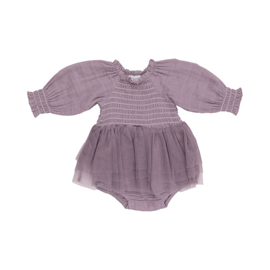 Dusty Lavender - Long Sleeve Smocked Tutu Bubble