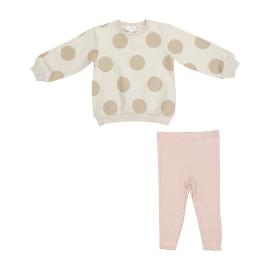 French Terry Beige Dot - Sweatshirt + Legging